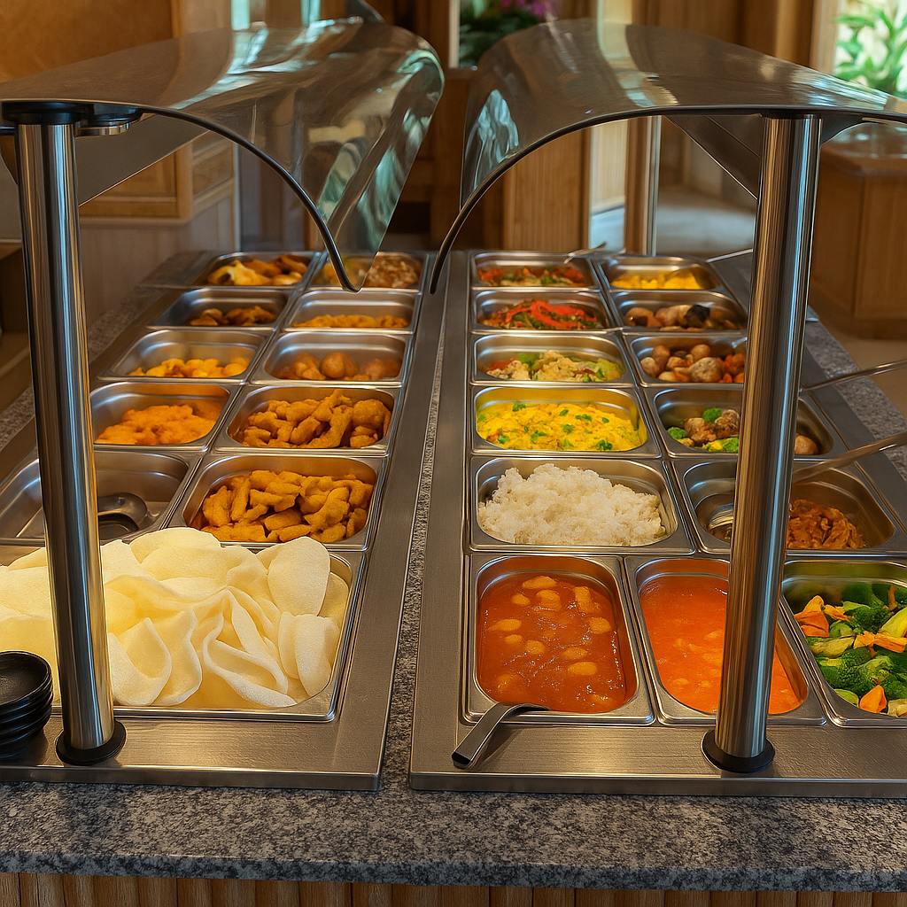 Warme Speisen am Big-Wok-Buffet